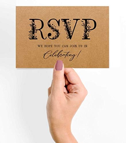 50 Blank RSVP Cards,RSVP Postcards No Envelopes Needed,Rustic Kraft Print Response Card,RSVP for Wedding,Baby Shower,Bridal Shower - Image 2