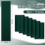 fani 120 PCS Satin Chair Sashes, 7x78 Inch, Emerald Green - Image 2
