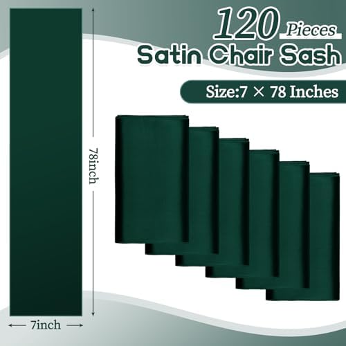 fani 120 PCS Satin Chair Sashes, 7x78 Inch, Emerald Green - Image 2