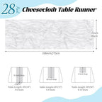 28 Pack White Cheesecloth Table Runner 17x108 Inch Semi Sheer Boho Gauze Cheese Cloth Fabric Table Runners, for Wedding Party Baby Shower Birthday Home Decor Garden Farmhouse - Image 3