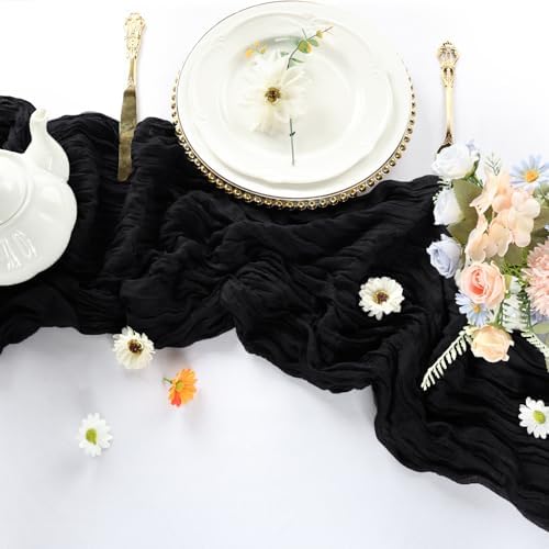6 Pack Black Cheesecloth Table Runner 10Ft 23 x 120 Inch - Image 3