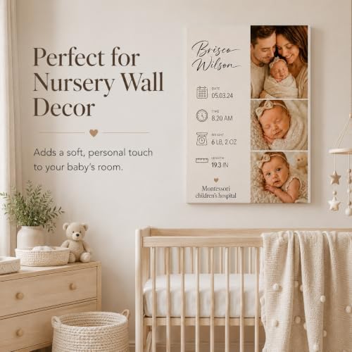 TWING Custom Baby Birth Details Photo Canvas Print Wall Decor, 16 x 20 in - Image 4