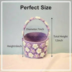 Handwoven 3D Floral Basket with Handle 12" × 7" × 6" - Image 3