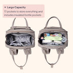 BabbleRoo Diaper Bag Backpack - Baby Essentials Travel Tote - Multi Function Water Resistant Diaper Bag, Travel Essentials Baby Bag with Changing Pad, Stroller Straps & Pacifier Case - Unisex, Khaki - Image 3