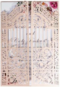 50 Pack laser Cut Marriage Gate Wedding Invitations Kits 5 × 7 Inch Invitaciones Pockets with Envelopes Inner Sheets (Rosy) by Unknown