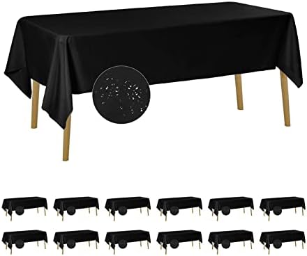 Fokitut 12 Pack Waterproof Rectangle Tablecloth, 60x102 Inch, Stain Resistant and Wrinkle Polyester Table Cloth, Fabric Table Cover for Kitchen Dining, Wedding, Party, Holiday Dinner-Black by BalsaCircle