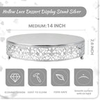 Cake Stand, Metal Round Cupcake Dessert Stand Cake Display Holder Cookies Fruit Serving Tray Decor for Wedding Party Birthday Baby Showers Anniversary (14 in, Matte Silver) - Image 2
