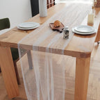 Set of 6 Pearl Table Runner 10ft, 29 * 120 Inch White Table Cloth Pearl Sheer Tulle Table Cover,Table Runner for Wedding Party Baby Shower Birthday Home Decor - Image 3