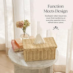 BEBE BASK Handwoven Scalloped Rectangle Tissue Box Cover (8.6 × 5 × 4 in) - Image 3