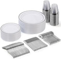 Goodluck 150 Pieces Silver Disposable Plates for 25 Guests by GoodLuck