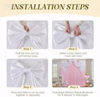 Large White Bow Decor, 47x24x118 Inches Giant Silky Ribbon Bows for Room Wall Decorations Oversized Coquette Stain Bow Party Decorations for Birthday Bridal Baby Shower Wedding Photo Booth Backdrop - Image 4