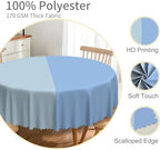 Light Blue Round Tablecloth 70 Inch Gradient Dusty Blue Circular Table Cover Waterproof and Spill Proof Fabric Table Cloth for Kitchen Dining Room Outdoor Birthday Wedding Themed Party Decor - Image 3