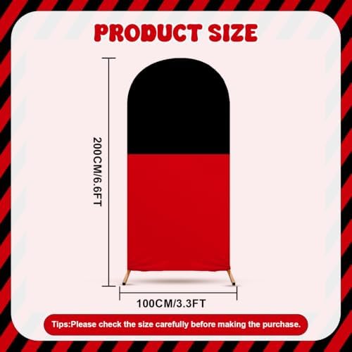 6.6 x 3.3 Ft Cartoon Mouse Birthday Decorations Spandex Red Black Cartoon Arch Cover Double Sided Backdrop for Birthday Baby Shower(Frame and Balloons Not Included) (6.6 x 3.3 Ft Cartoon Mouse) - Image 2