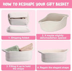 Hoolerry 8 Set Small Woven Gift Basket Empty with Bag Bow Raffia Pastel Cotton Rope Storage Box with Handle for Toy Storage Nursery Shelf Organizing Baby Shower Birthday Gift Basket, 12"x 8" x 5" - Image 5