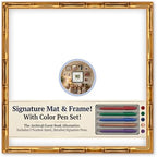 CountryArtHouse Signature Keepsake Frame - Circle Mat Window - Gold Bamboo Genuine Hardwood 20x20 5x5 Photo - Sky Blue Border Mat - Complete Keepsake Signing Kit by CountryArtHouse