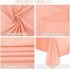 4 Pack Square Table Cloth 52x52 Inch Tablecloth Machine Washable Fabric Polyester Table Cover for Dining, Buffet Parties, Picnic, Events, Weddings Decor（Peach Coral） - Image 4