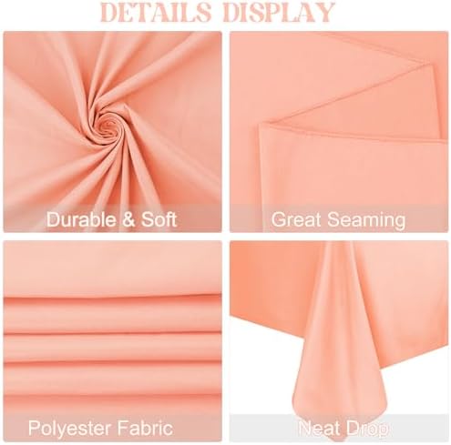 4 Pack Square Table Cloth 52x52 Inch Tablecloth Machine Washable Fabric Polyester Table Cover for Dining, Buffet Parties, Picnic, Events, Weddings Decor（Peach Coral） - Image 4