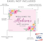 Andaz Press Personalized Large Canvas Baby Shower Welcome Sign, 16 x 20 Inches, Pink Spring Watercolor Florals, Guestbook Alternative, Custom Baby Shower Sign, for Floral Baby Shower, Baby Sprinkle - Image 2