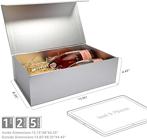 LIFELUM Silver Magnetic Gift Box for Graduation Presents, 13.8"x8.3"x4.4" - Image 5