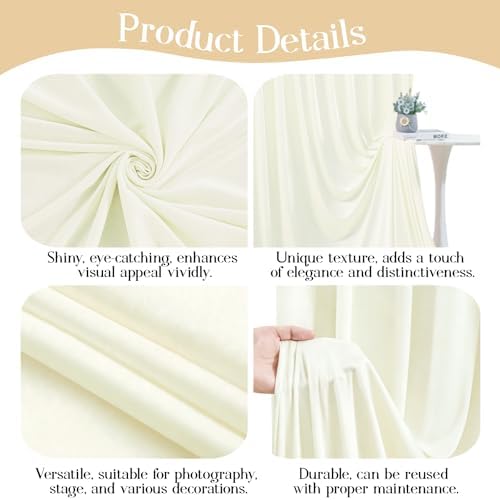 10ft x 10ft Ivory Backdrop Curtains, Ivory Cream Drapes for Backdrop Fabric - Image 4