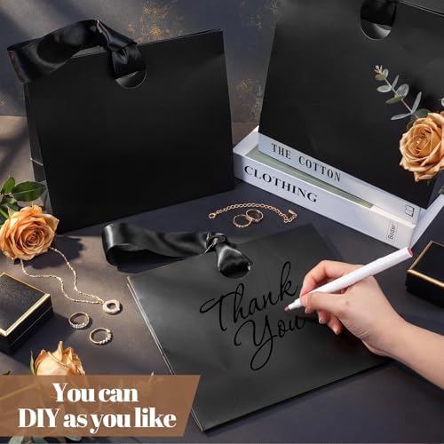 Feifeiya 30 Pcs Medium Black Gift Bags with Ribbon Handle - Image 5
