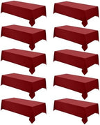 VidaFete 10 Pack 90 * 132inch Red Rectangle Tablecloth for 6ft Tables by VidaFete