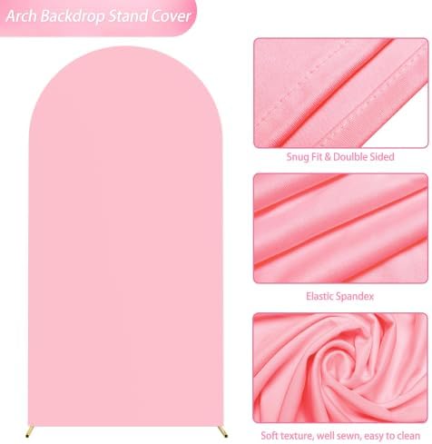 Wokceer 6.6FT Arch Backdrop Stand and Cover Set,Arch Stand with Pink Cover - Image 7
