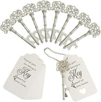100 PCS Wedding Favors Bottle Opener,Wedding Gifts for Guest Vintage Skeleton Key Opener,Key Openers with Escort Tag Cards and Chains (Silver) by WODEGIFT