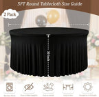 2 Pack Black Round Tablecloths, 60 Inch Spandex Stretchy Table Cloth - Image 4