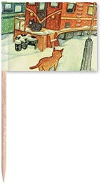 Miaoji Painting Cat Winter Snow Train Toothpick Flags Marker Topper Party Decoration by DIYthinker