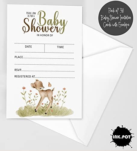 Pack of 30, Boy/Girl Baby Shower Party Collection, Baby Shower Invitation Cards, Fill in the Blank Invites WIth Envelopes, Cute Animals Theme Party Supplies - Image 2