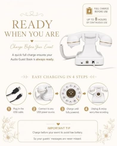 Audio Guest Book Phone, Wedding Guest Book Alternative, White - Image 3