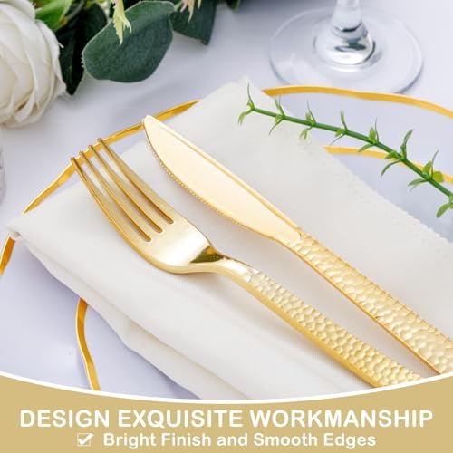 Supernal 180pcs Gold Plastic Silverware Set for Wedding, Party & Catering - Image 6
