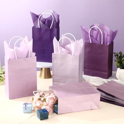 Kolldenn 50 Set Gradient Purple Gift Bags with Tissue Paper - Image 6