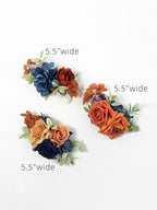 Rinlong 3Pcs Premade Cake Flowers, Navy Terracotta Wedding Cake Decor - Image 2