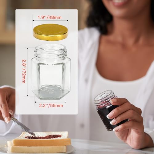 AuroTrends 3oz Mini Honey Jars 48-Pack with Lids & Wooden Dippers - Image 3