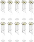 10PCS Wedding Flower Stand, Crystal Column Vases Rack for Birthday Party Decoration Garden Tall Flower Frame Holder for Balloon Decor Road Leads Christmas Gift 7.87*7.87*31.5In by LIYUANJUN