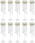 10PCS Wedding Flower Stand, Crystal Column Vases Rack for Birthday Party Decoration Garden Tall Flower Frame Holder for Balloon Decor Road Leads Christmas Gift 7.87*7.87*31.5In by LIYUANJUN