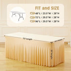 Besutolife Champagne Spandex Tablecloth 8ft Rectangle Table Skirt Stretch Table Cover for Banquets Parties Wedding Dining Table - Image 4