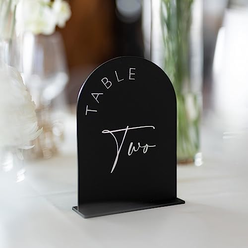 Black Arch Wedding Table Numbers 1-25 With Stands, 5x7 Inch Acrylic Arch Sign and Holder for Reception Centerpiece Decoration - Image 5