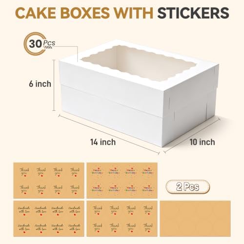 30pcs 14x10x6in Rectangular Quarter Sheet Cake Boxes with Window - Image 3