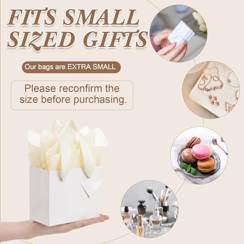 Qilery Halloween 50 Pcs Small White Gift Bags, Beige, 4.7 x 2.4 x 3.9'' - Image 4