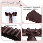 MDS Pack of 100 PCS Satin Chair Sashes Charmeuse Sateen Dining Chair Bows Ribbon Ties Back Sash for Wedding Party Birthday Home Hotel Restaurant Banquet Decoration (7 x 108 Inch, Coffee) - Image 5