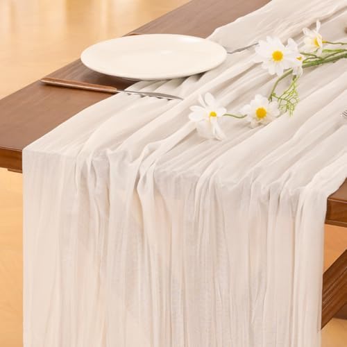Cheesecloth Table Runner White Fall Boho Wedding Birthday Party Home Decor by Socomi