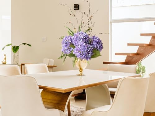 ZYTUYO 4 Pcs Bright Purple Real Touch Hydrangea Artificial Flowers Boho Lifelike Real Looking Latex Hydrangeas Flower with 20'' Long Stem for Indoor Xmas Home Decor Christmas Table Centrepiece - Image 4