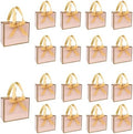 TKSBAG 50 PCS Small Pink Gold Gift Bags with Bow Ribbon - 6.4x3.1x5.1 Inch Thank You Bags with Handles, Bulk for Baby Shower, Bridal Shower, Wedding, Party Favors, Mother's Day by TKSBAG