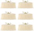 6 Pack 8ft Champagne Tulle Tablecloths for Rectangle Tables, 8 Foot Champagne Rectangular Table Cloth, Wrinkle Free Table Cover with Tutu Skirt for Wedding Birthday Party Banquet Buffet Bridal Shower by Suppromo