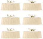 6 Pack 8ft Champagne Tulle Tablecloths for Rectangle Tables, 8 Foot Champagne Rectangular Table Cloth, Wrinkle Free Table Cover with Tutu Skirt for Wedding Birthday Party Banquet Buffet Bridal Shower by Suppromo