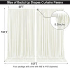 40x10ft Ivory Backdrop Curtain for Wedding Parties Wrinkle Free Fabric Ivory Drapes Backdrop Decoration for Baby Shower Birthday Photography Decoration 8 Panels, 5ft x 10ft - Image 5