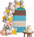 Retro Farm Barns Lines Arch Backdrop Cover 7.2 ft Country Teal Gradient Strips 2 Sided Wedding Arch Covers Stretchy Backdrop Round Top for Birthday, Party, Baby Shower Decorations by Unknown